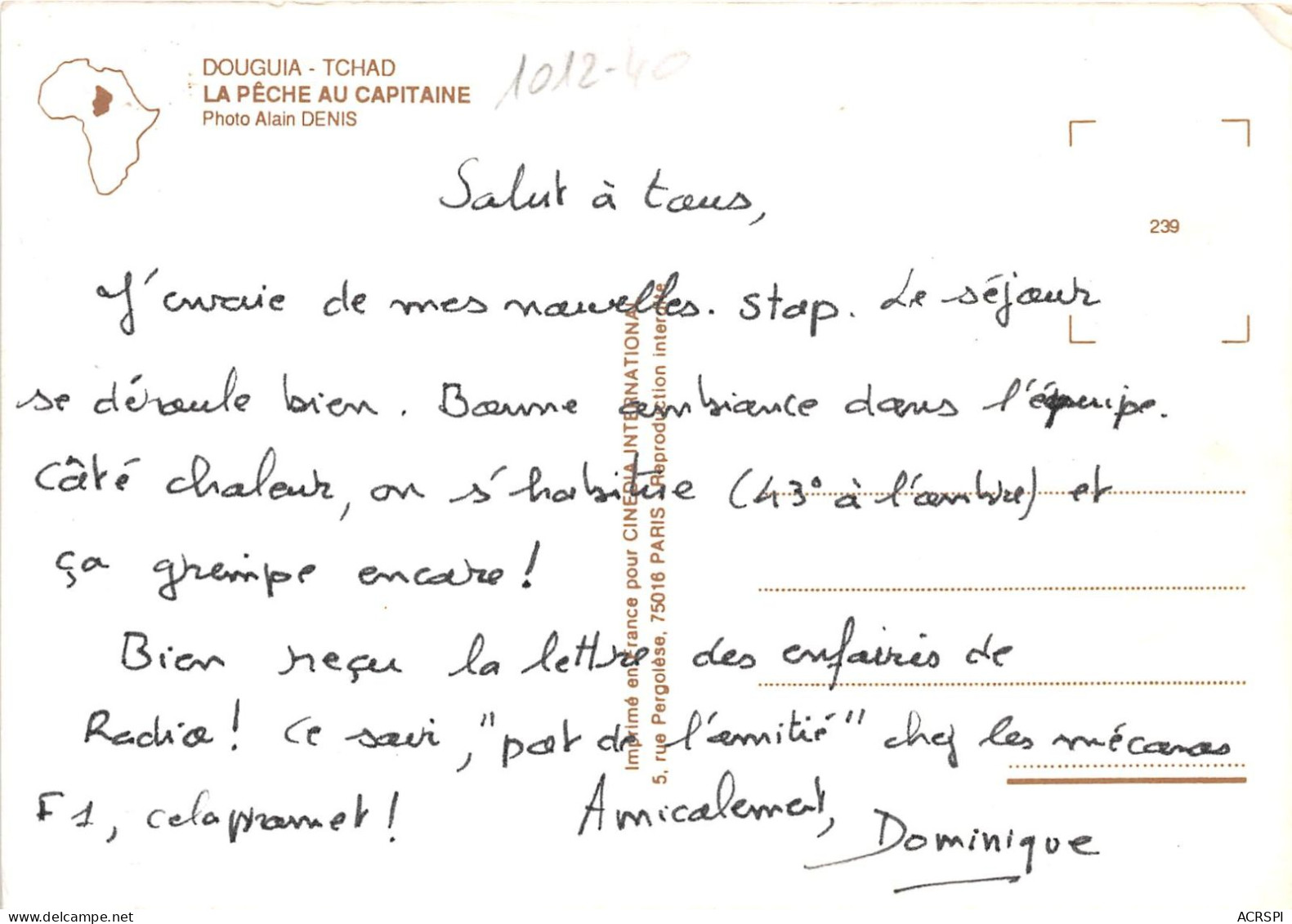 TCHAD DOUGUIA La Peche Au Capitaine 22(scan Recto-verso) MA221 - Tschad