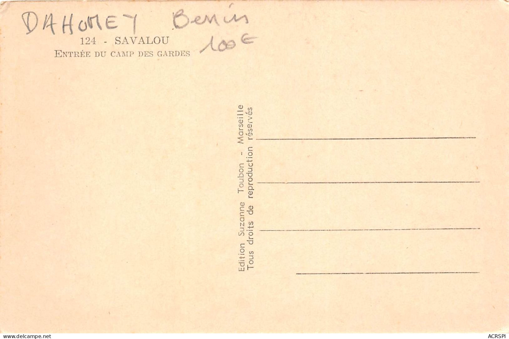 BENIN DAHOMEY SAVALOU Entree Du Camp Des Gardes  1(scan Recto-verso) MA218 - Benin