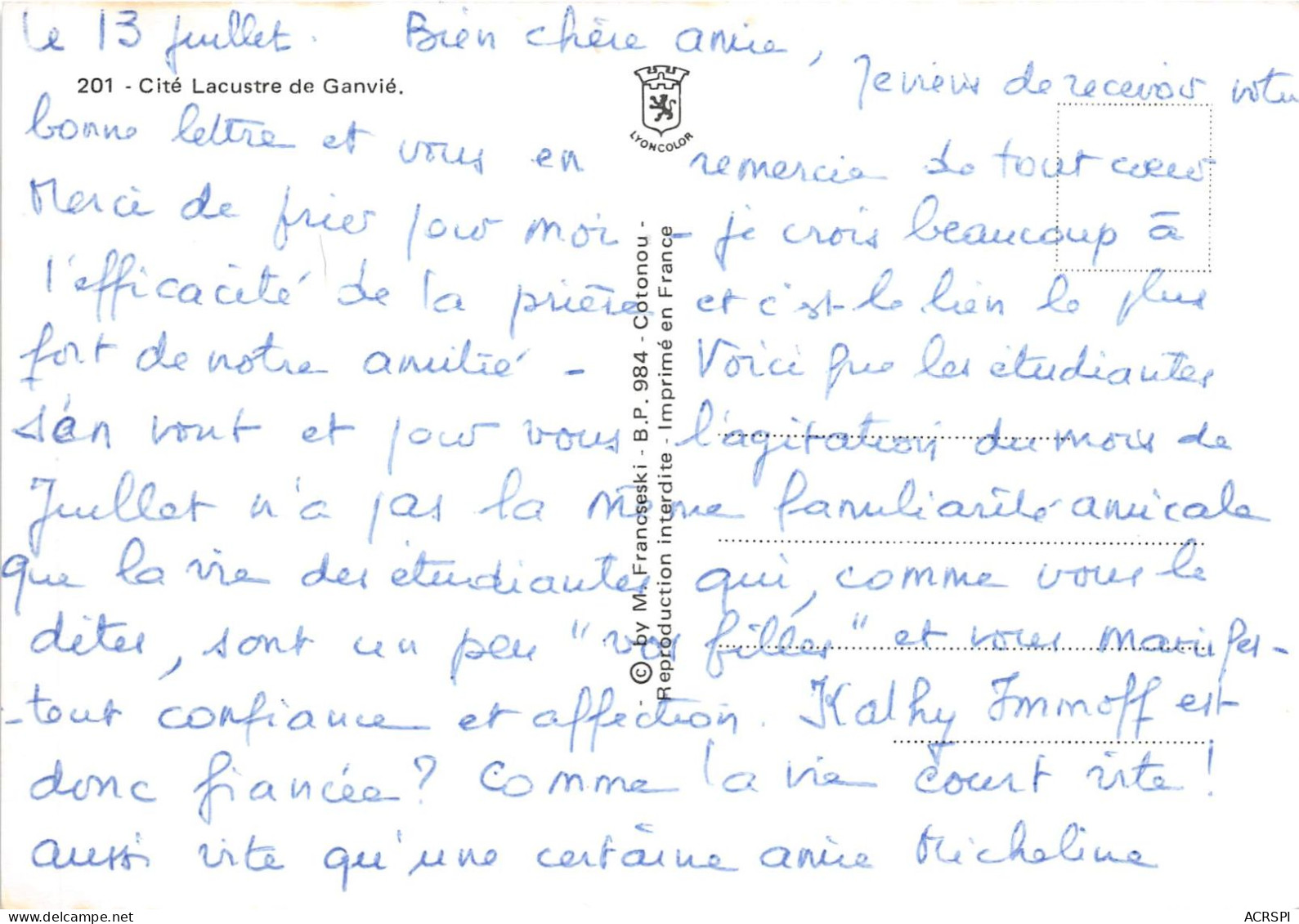BENIN DAHOMEY Cite Lacustre De GANVIE 39(scan Recto-verso) MA213 - Benín