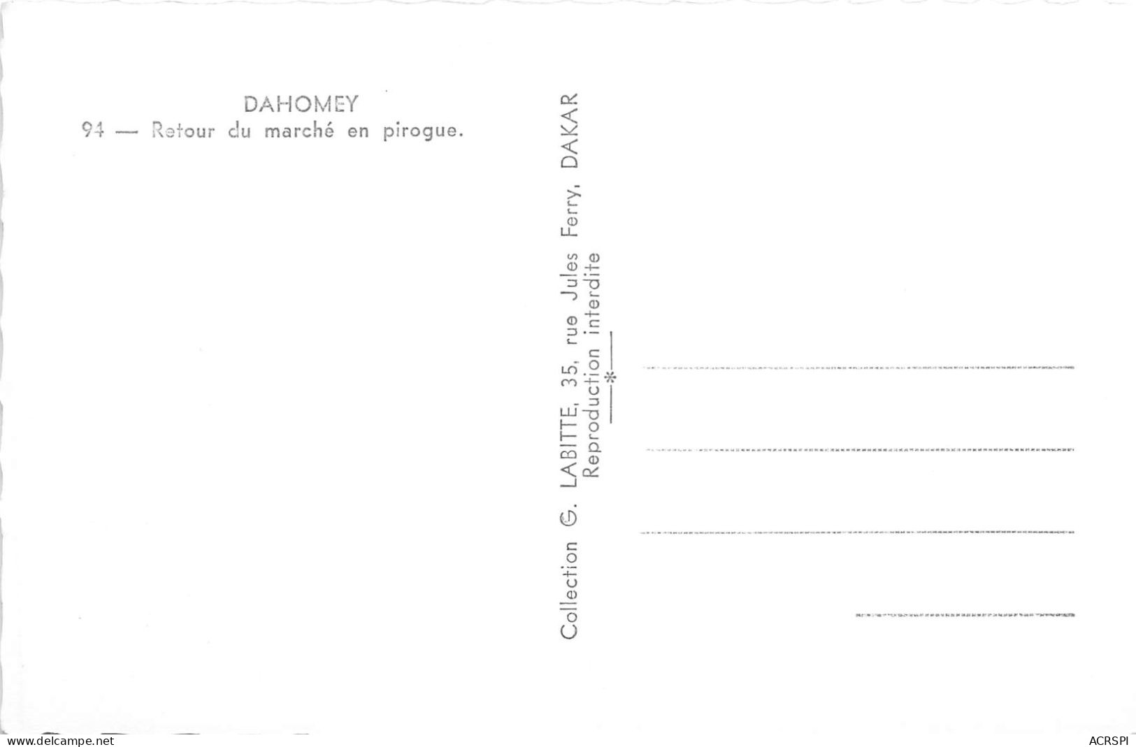 BENIN DAHOMEY Retour Du Marche En Pirogue 16(scan Recto-verso) MA213 - Benín