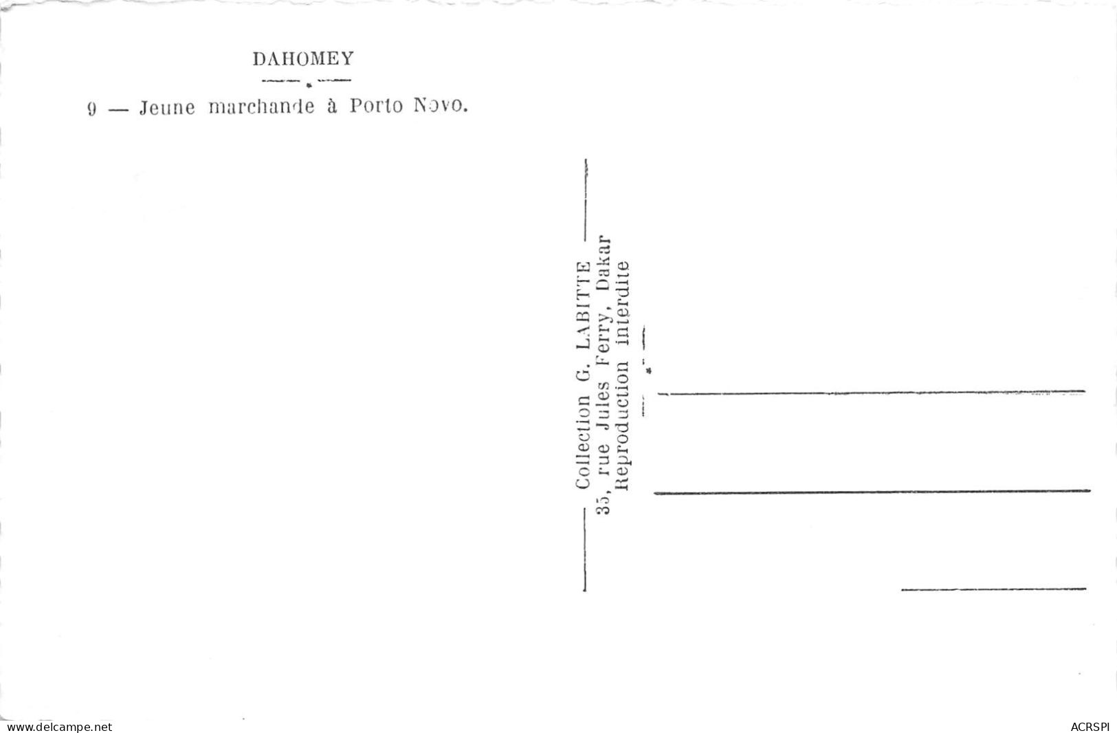 DAHOMEY Jeune Marchande A PORTO NOVO 5(scan Recto-verso) MA212 - Dahomey