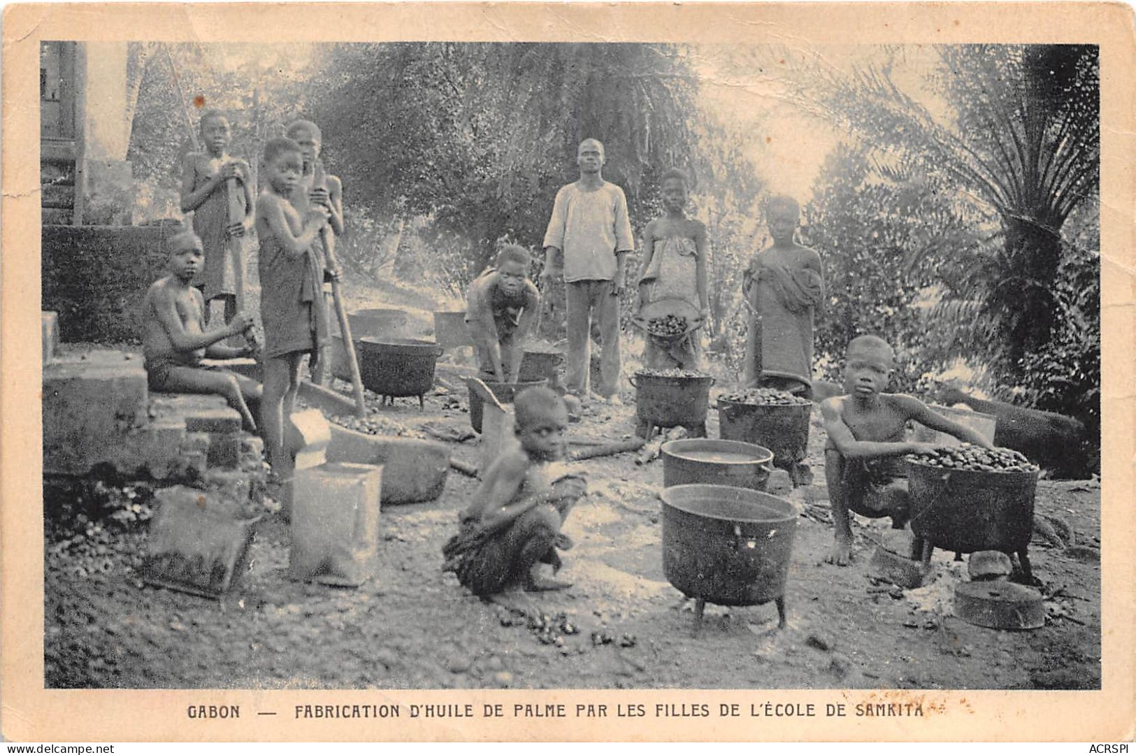 Republique Du GABON Fabrication D Huile De PALME Par Les Filles De L Ecole De SAMKITA 5(scan Recto-verso) MA211 - Gabon