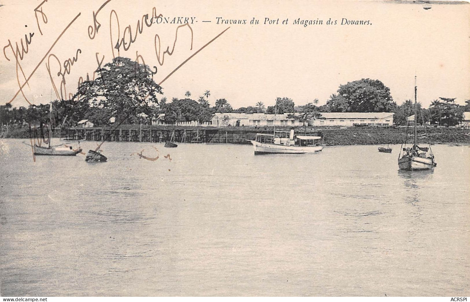  GUINEE Francaise CONAKRY Travaux Du Port Et Magasin Des Douanes 12(scan Recto-verso) MA204 - Guinée Française