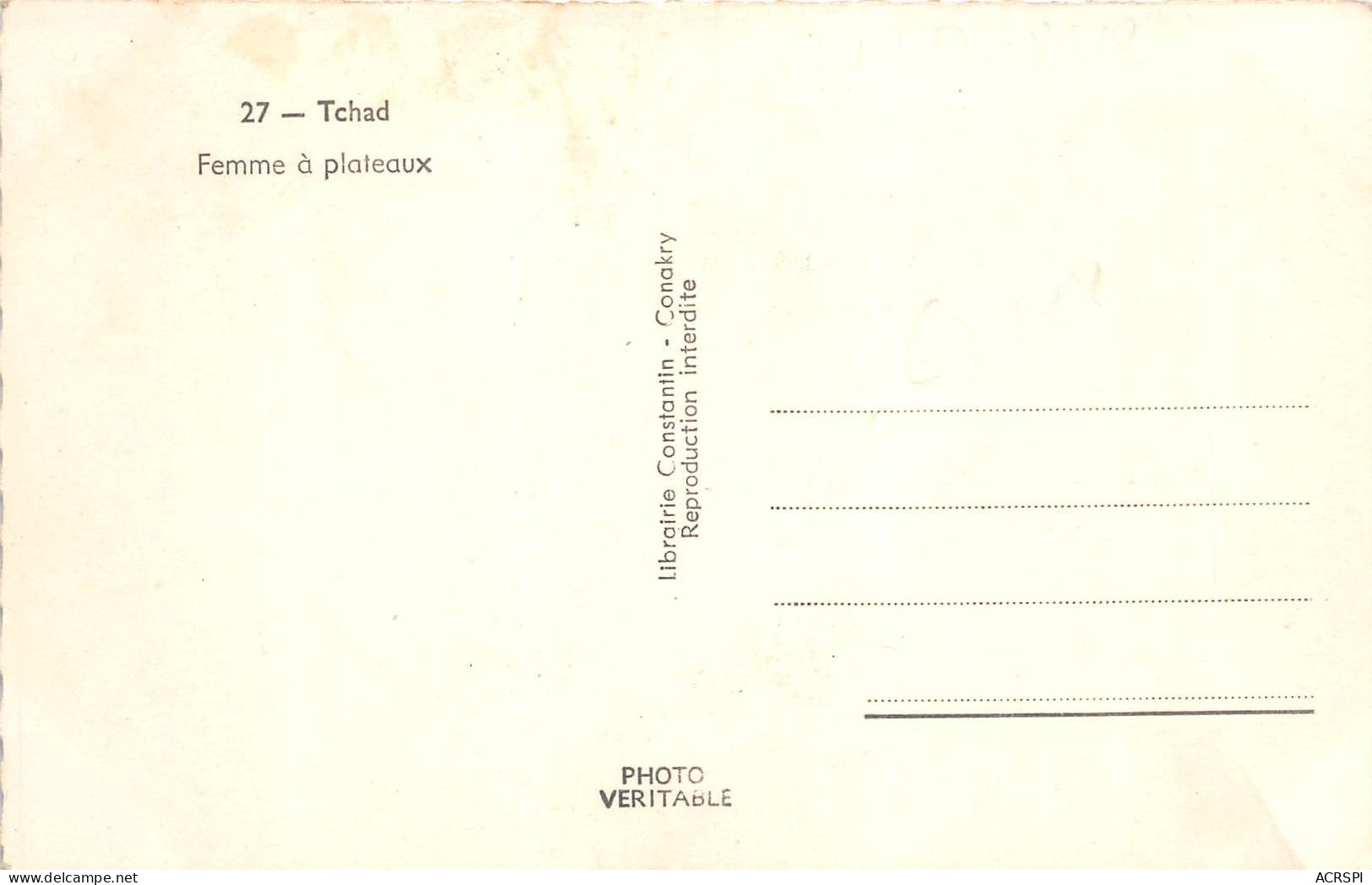 TCHAD AEF Femme A Plateaux 53(scan Recto-verso) MA200 - Tchad