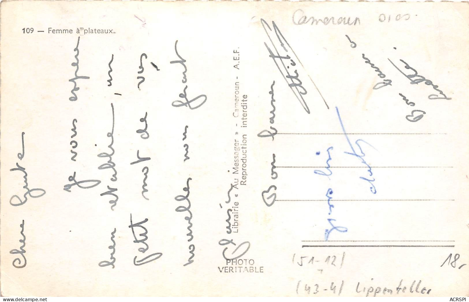 TCHAD AEF 109 Femme A Plateaux 57(scan Recto-verso) MA200 - Tchad