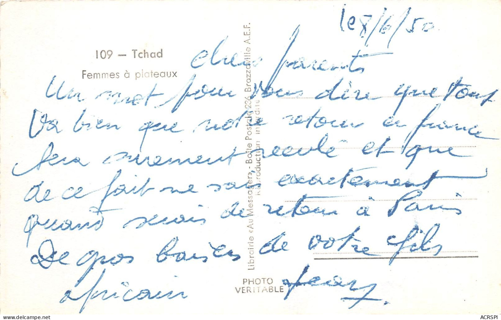  AEF 109 Femmes A Plateaux 54(scan Recto-verso) MA200 - Tchad