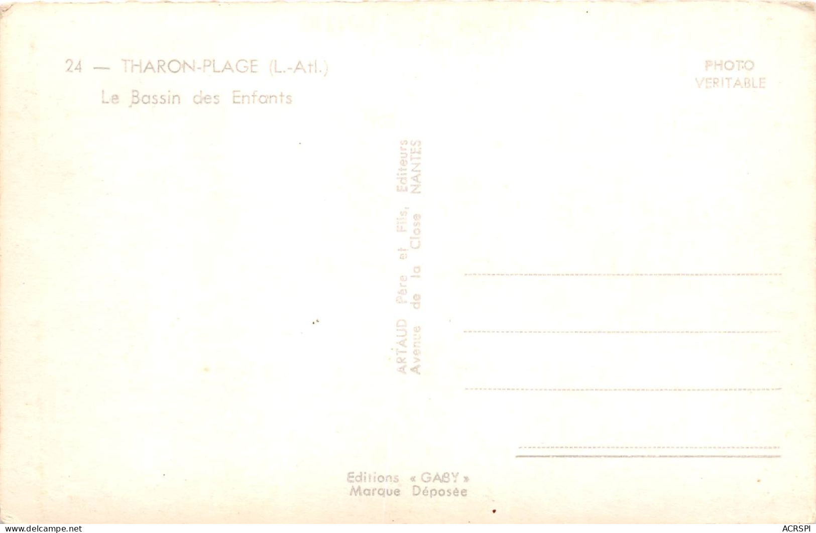 THARON PLAGE Le Bassin Des Enfants 15(scan Recto-verso) MA245 - Tharon-Plage