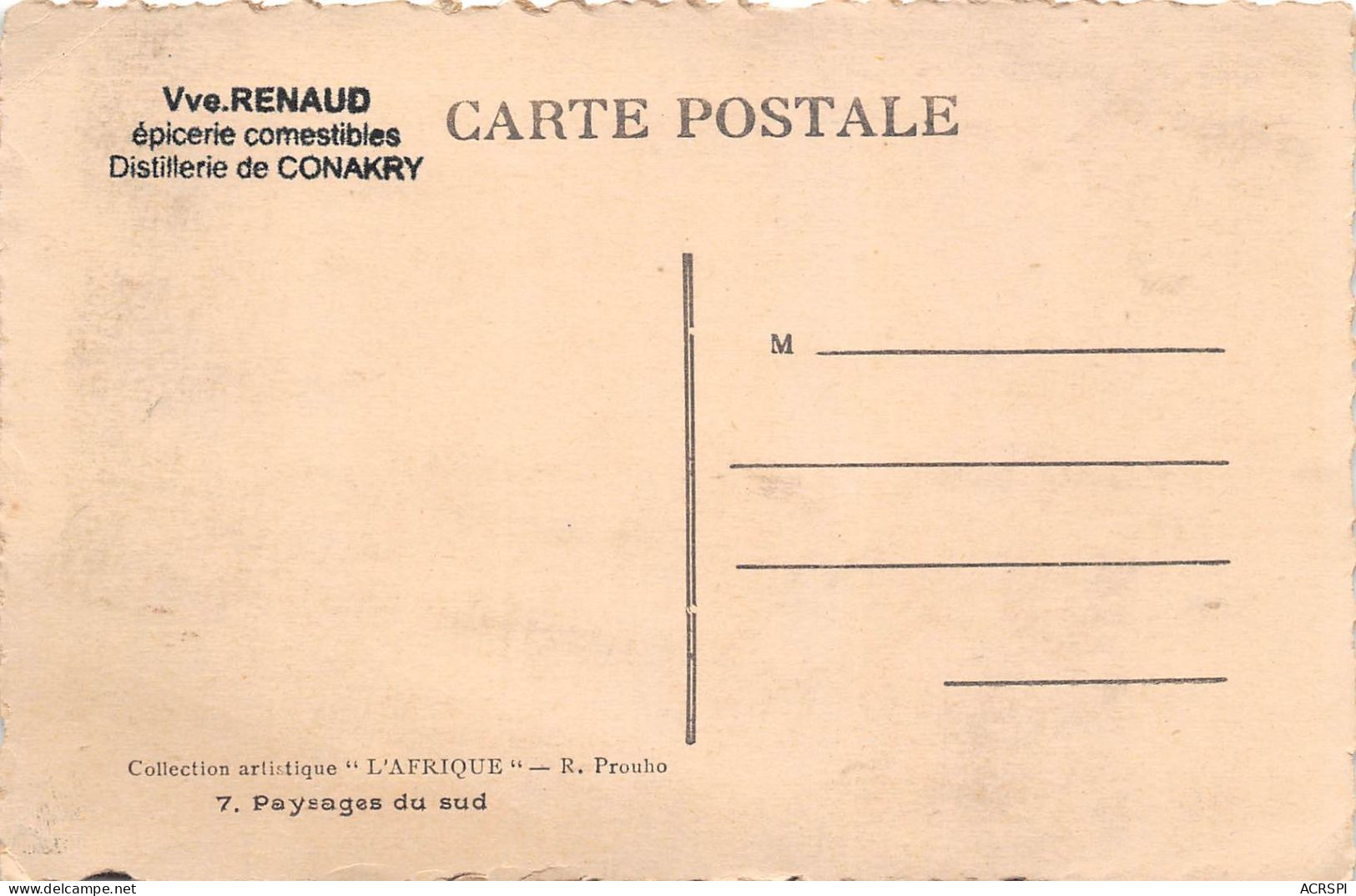  GUINEE FRANCAISE CONAKRY Collection Artiistique L AFRIQUE Paysages Du Sud 4(scan Recto-verso) MA240 - Guinée Française