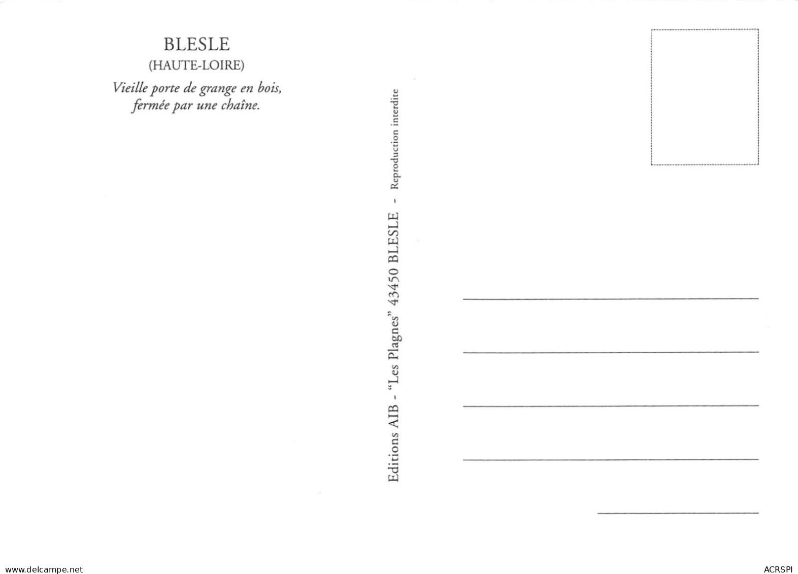 BLESLE Vieille Porte De Grange En Bois Fermee Par Une Chaine 8(scan Recto-verso) MA227 - Blesle