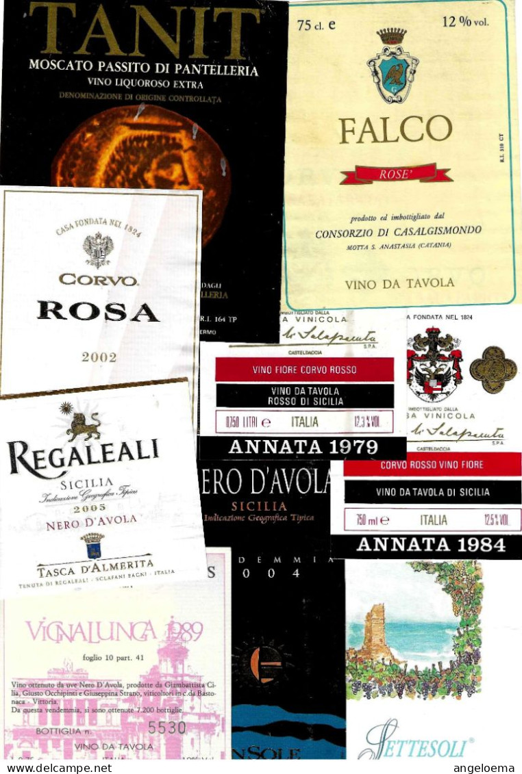 ITALIA ITALY - 10 Etichette Vino Rosso SICILIA Anni 80-90-2000 Vari Vini Rossi E Rosati Siciliani - Red Wines