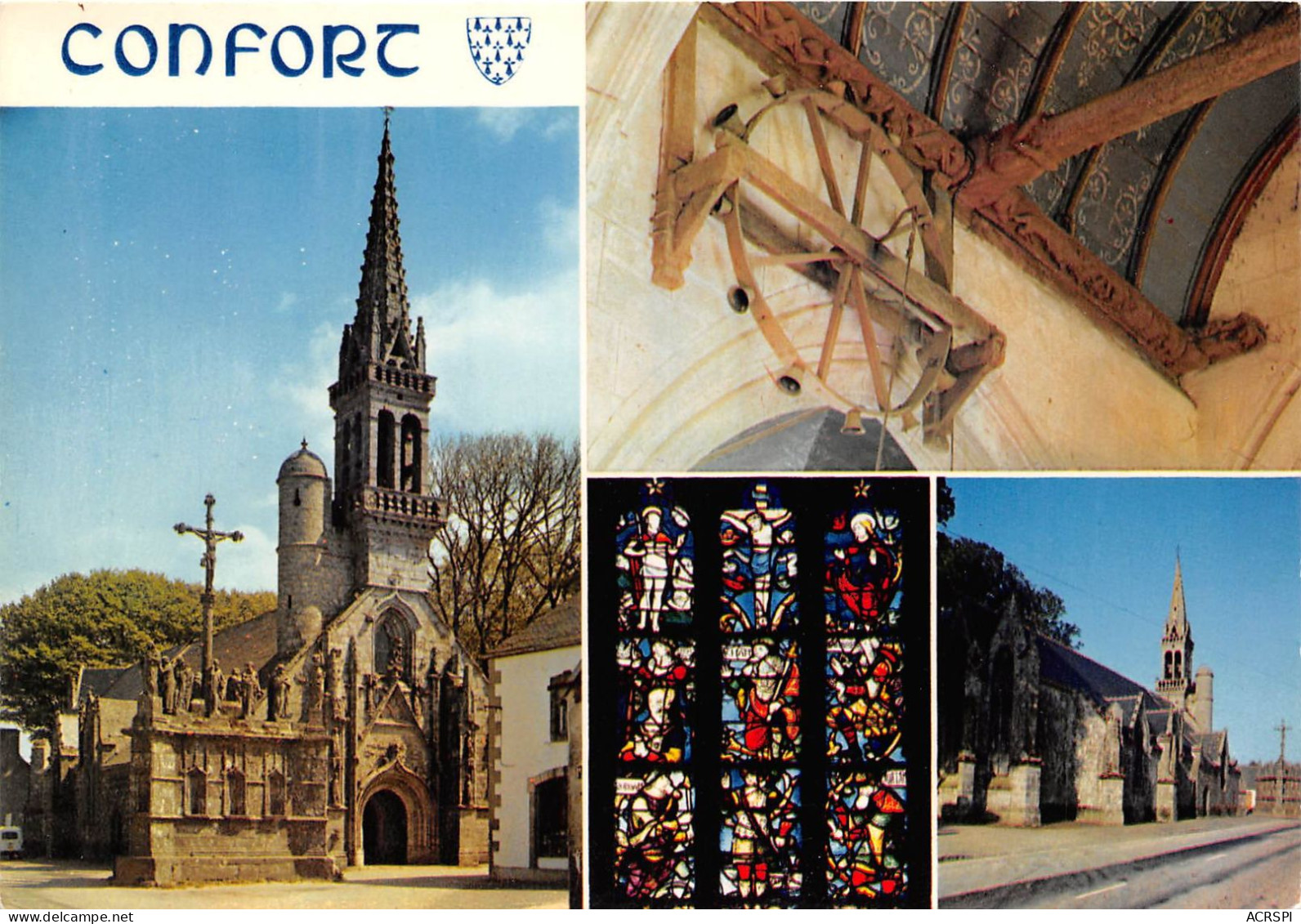 MEILARS CONFORT L Eglise Et Le Calvaire La Roue De La Fortune Et Le Vitrail Du Choeur 6(scan Recto-verso) MA284 - Confort-Meilars