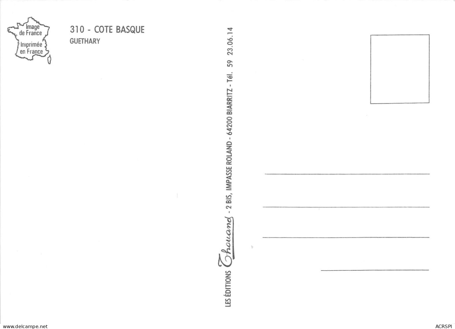 COTE BASQUE GUETHARY 8(scan Recto-verso) MA296 - Guethary