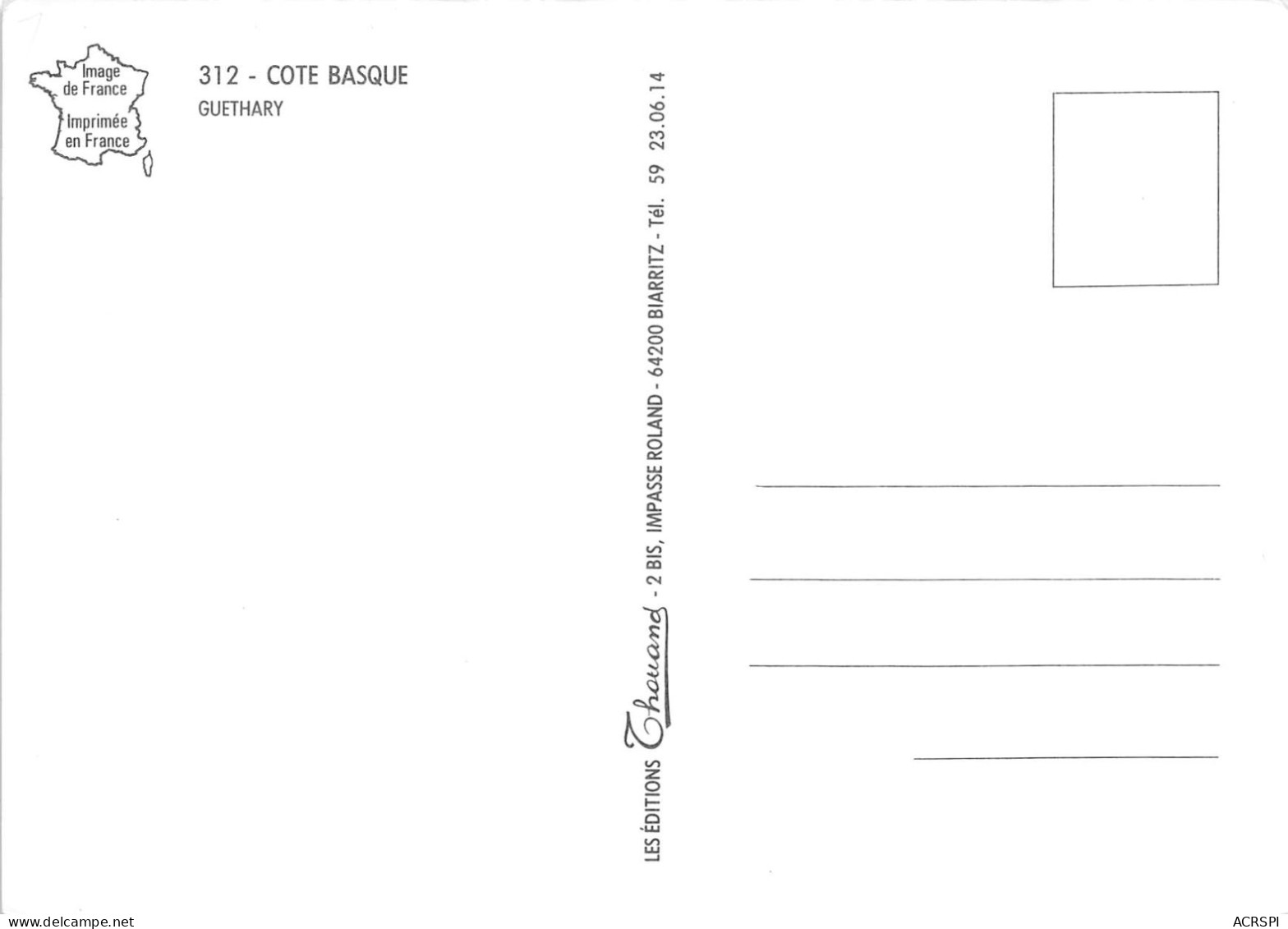 COTE BASQUE GUETHARY 9(scan Recto-verso) MA296 - Guethary