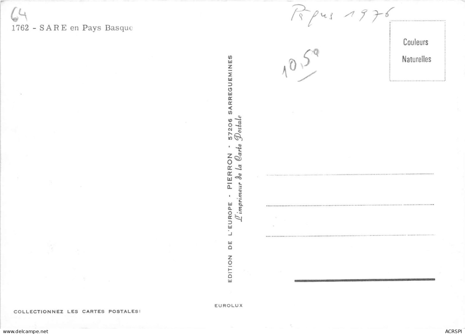 SARE En Pays Basque 16(scan Recto-verso) MA294 - Sare