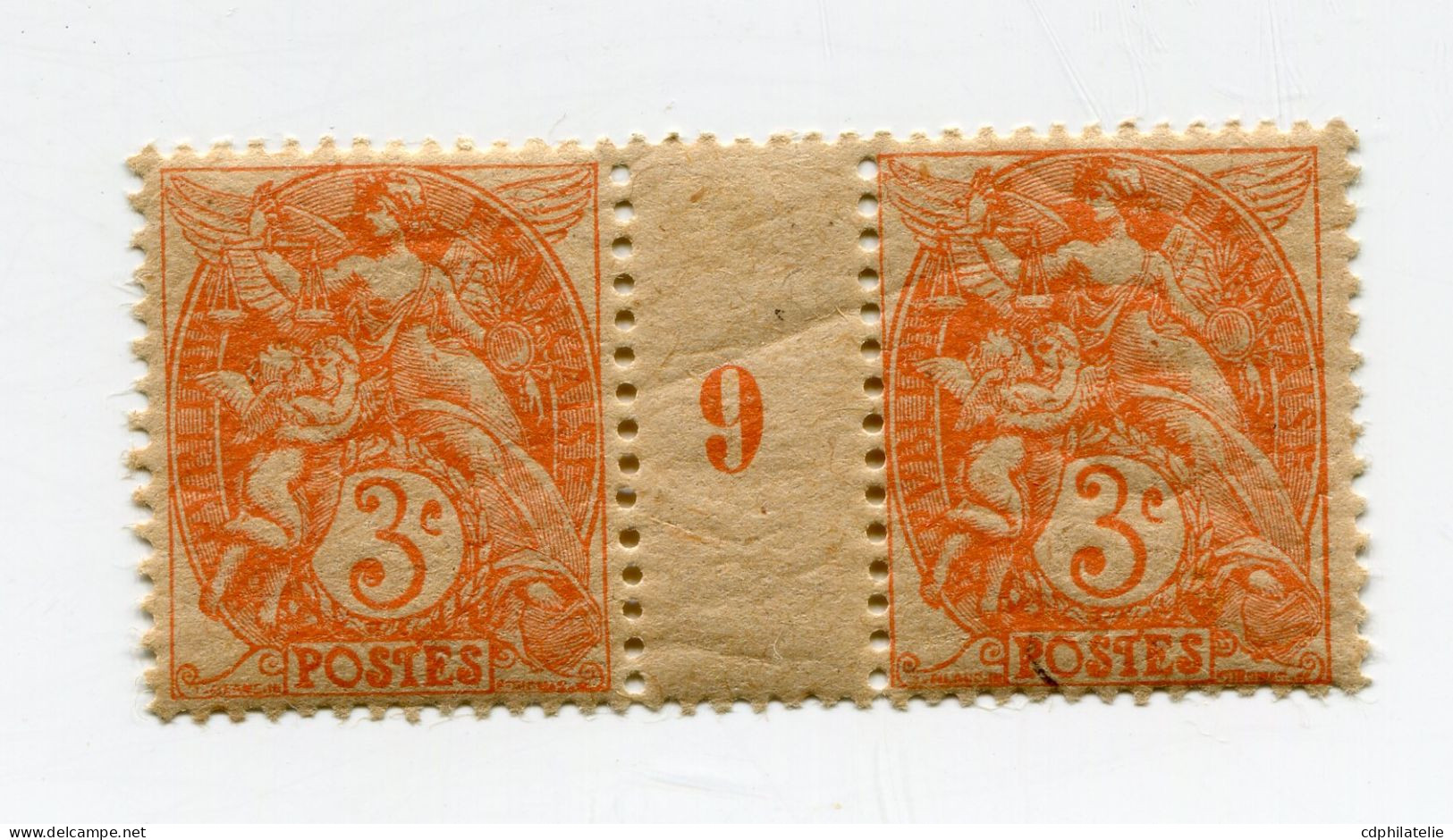 FRANCE N°109  ** TYPE BLANC IB EN PAIRE AVEC MILLESIME 9 ( 1919 ) PAPIER GC - Millésimes