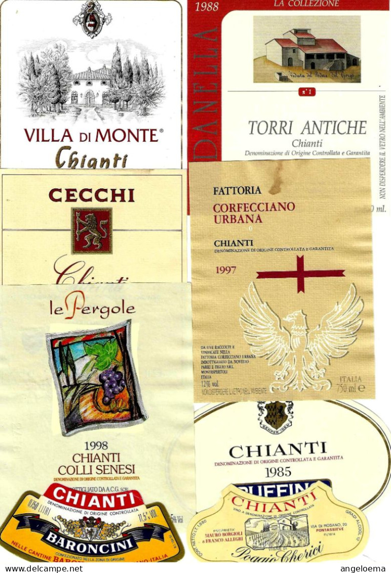 ITALIA ITALY - 15 Etichette Vino Rosso TOSCANA Anni 80-90-2000 Vino CHIANTI - Red Wines