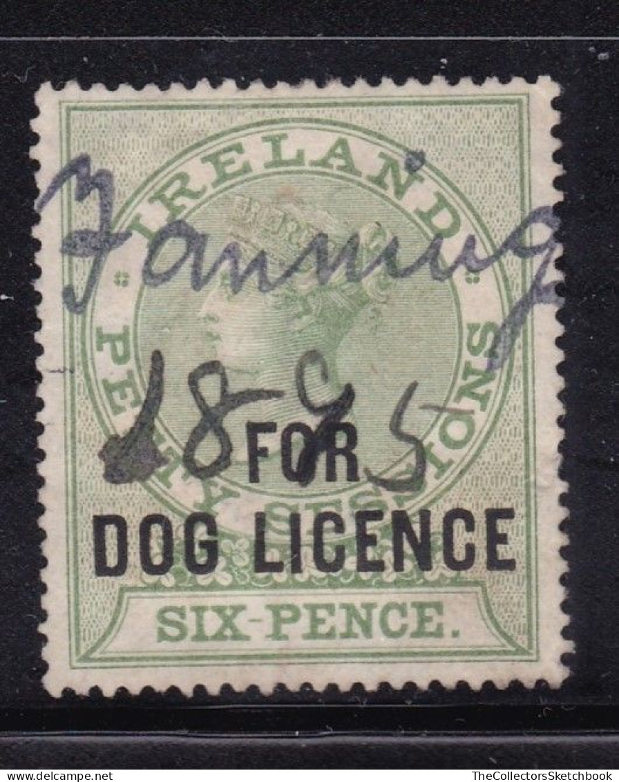 Ireland Petty Sessions Dog License  6d Green, Barefoot 1,  On Paper - Used Stamps