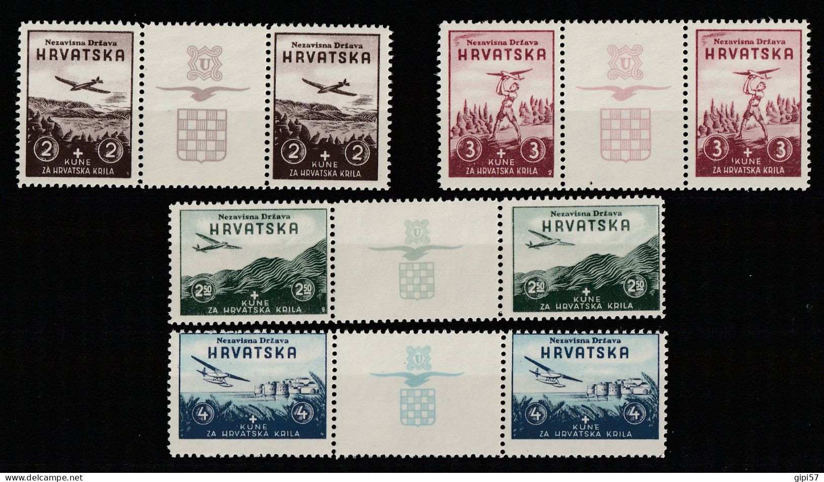 CROATIA CROAZIA MNH** MICH. 70,73 WITH NUMBER 1,9,2,4 IN THE. CORNER AND LABEL - Croacia