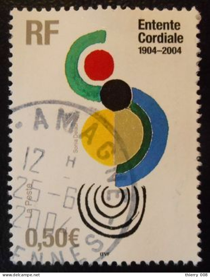 3657 France 2004 Oblitéré Entente Cordiale 1904-2004 Cocccinelle De Sonia Delaunay - Oblitérés