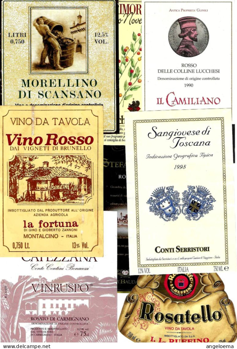 ITALIA ITALY - 15 Etichette Vino Rosso TOSCANA Anni 80-90-2000 Vari Vini Rossi Toscani - Rotwein
