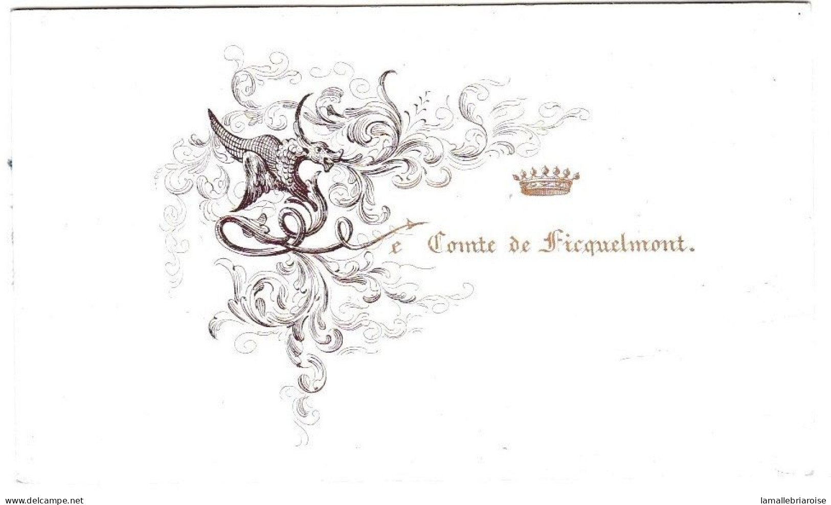 Belgique, "Carte Porcelaine" Porseleinkaart, Carte De Visite , Le Comte De Ficquelmont, 80x47mm - Porcelana
