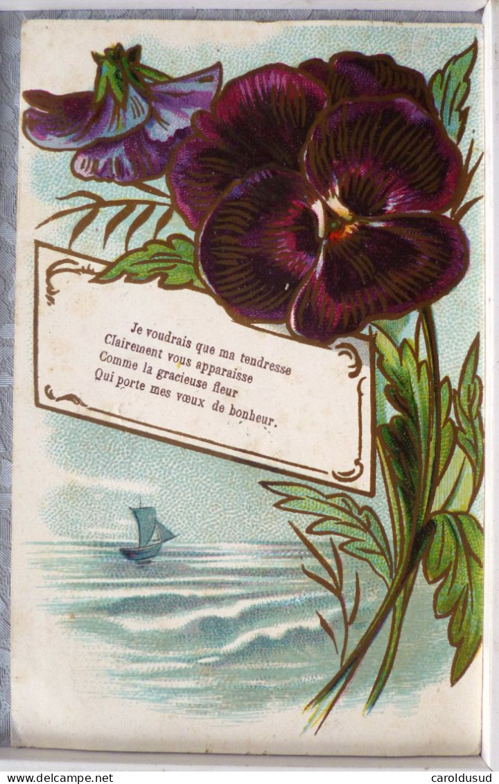 CPA Lot 6 X Litho Illustrateur FLEURS FLEUR THEME PENSEE PENSEES VOEUX LANGAGE POEME - Collections & Lots