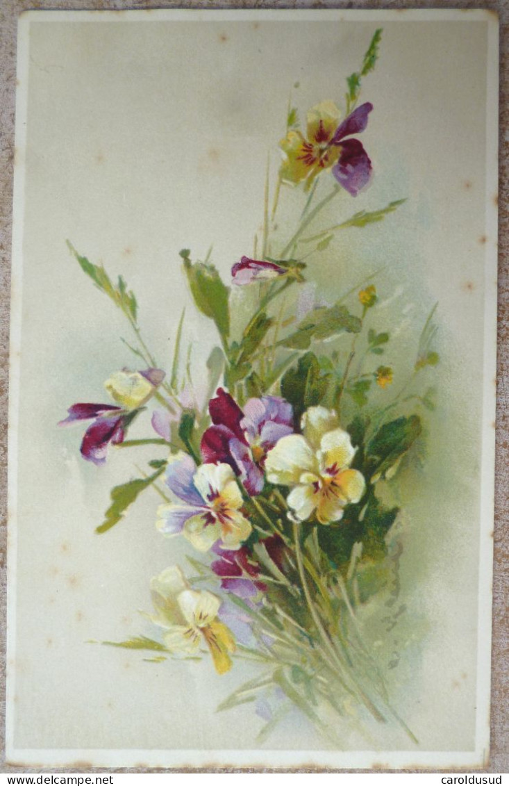 CPA Lot 6 X Litho Illustrateur FLEURS FLEUR THEME PENSEE PENSEES VOEUX LANGAGE POEME - Sammlungen & Sammellose