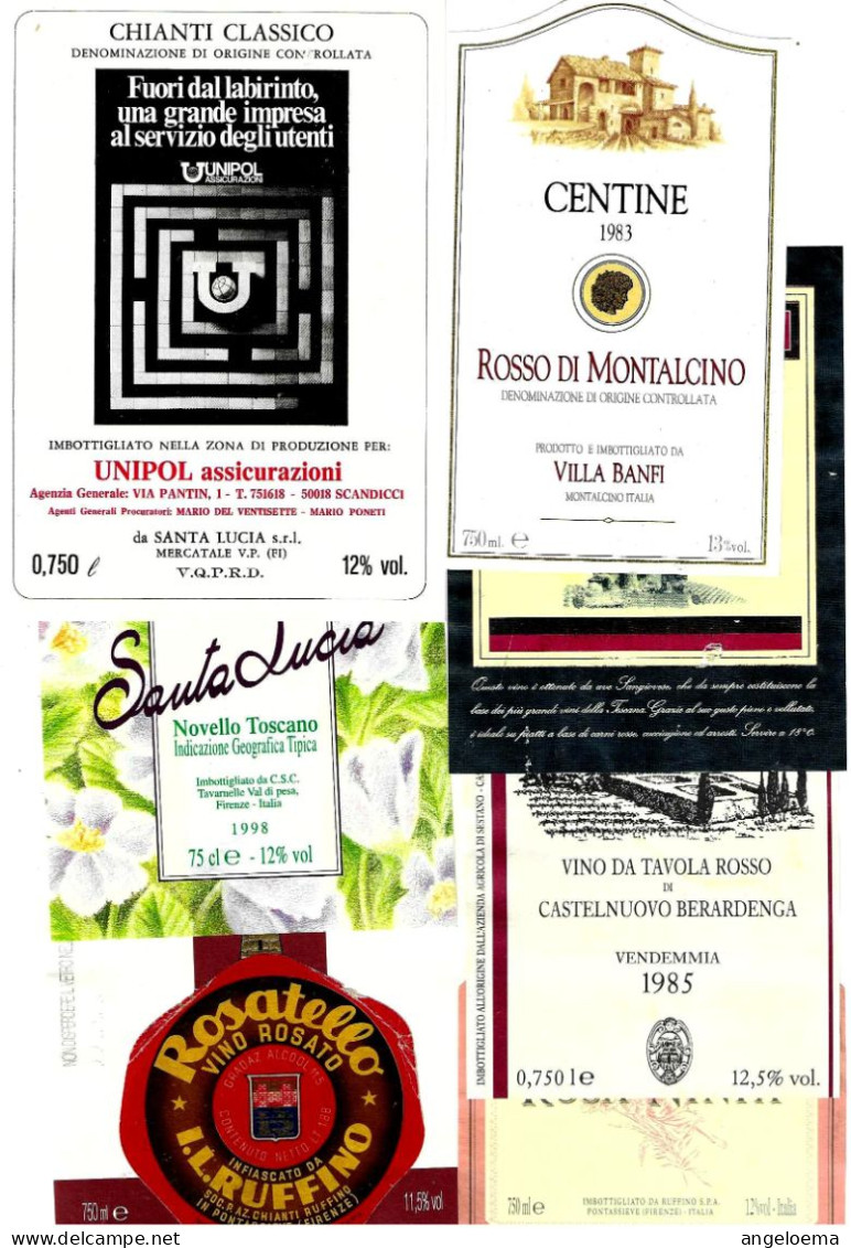 ITALIA ITALY - 15 Etichette Vino Rosso TOSCANA Anni 80-90-2000 Vari Vini Rossi Toscani - Lotto 2 - Rotwein