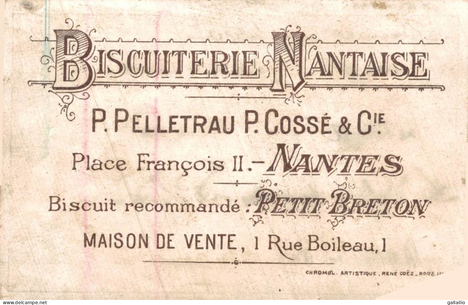 CHROMO BISCUITERIE NANTAISE PELLETREAU COSSE - Other & Unclassified