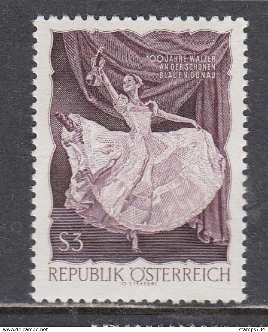 Austria 1967 - 100 Jahre Walzer "An Der Schoenen Blauen Donau", Mi-Nr. 1233A, MNH** - Muziek