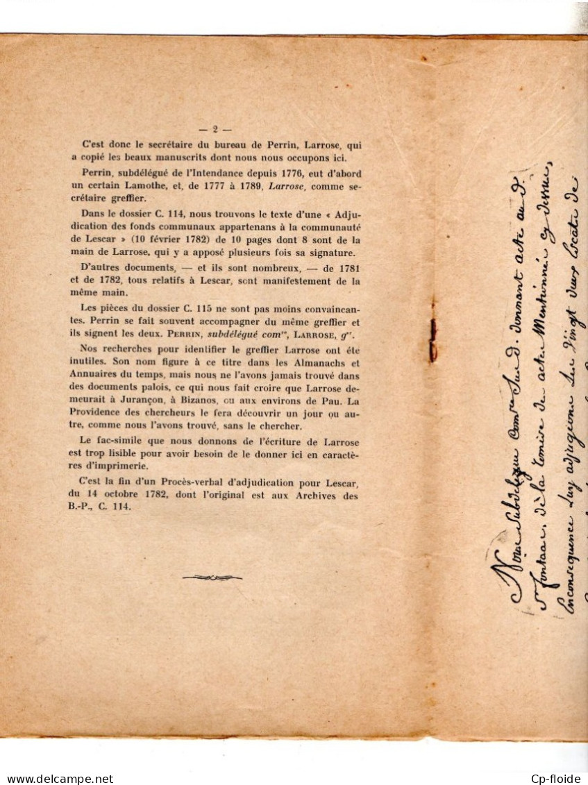 LIVRE . BÉARN . PAYS BASQUE . " UN CALIGRAPHE BÉARNNAIS " . CHANOINE V. DUBARAT CURÉ DE SAINT-MARTIN - Réf. N°286L - - Baskenland