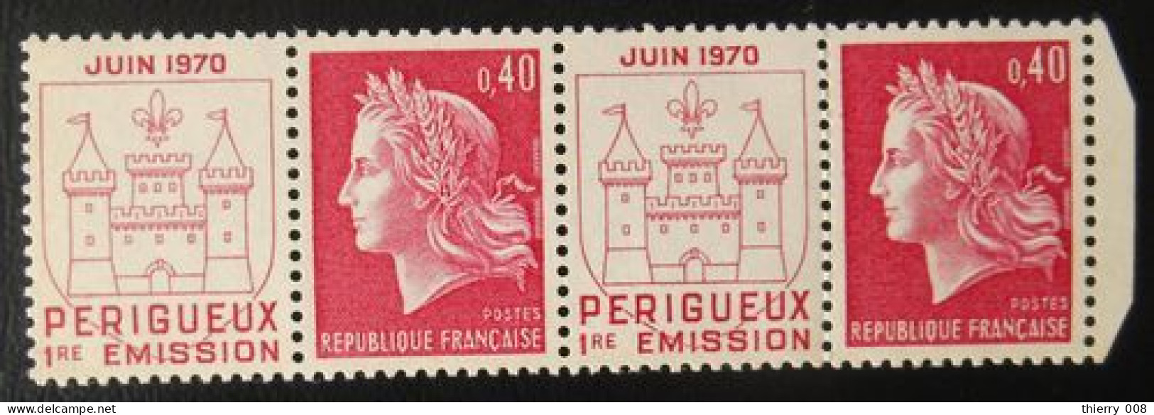 1643 France 1970 Neuf La République De Cheffer Et Le Blason De Périgueux Paire - Used Stamps