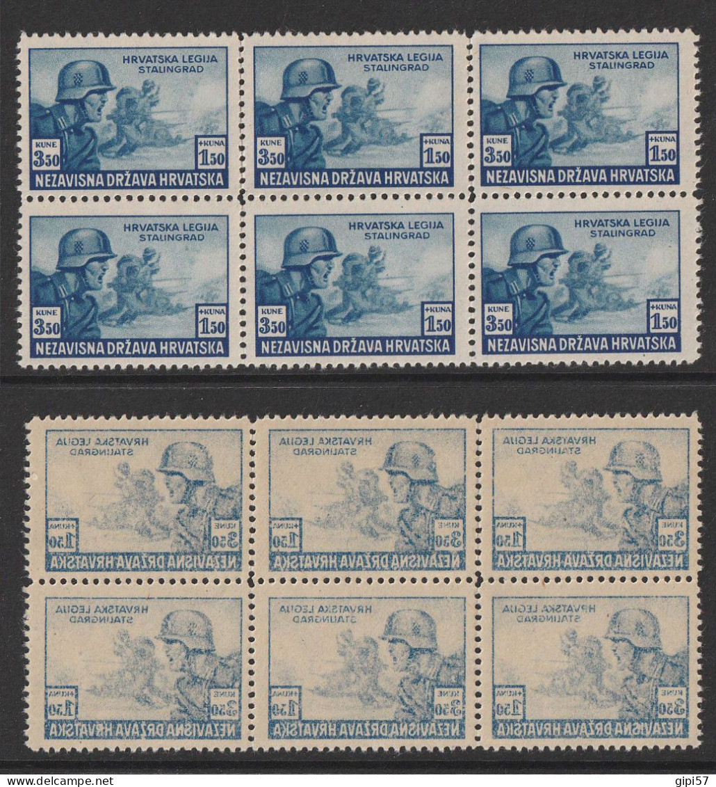 CROAZIA CROATIA 1943 MNH** MICH. 109 VARIETY STAMP ON BACK X 6 - Croacia