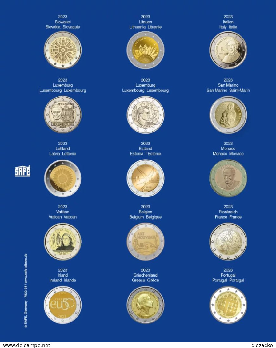 Safe Nachtragsblatt TOPset Für 2 Euro Münzen Nr. 7822-34 Neu - Matériel