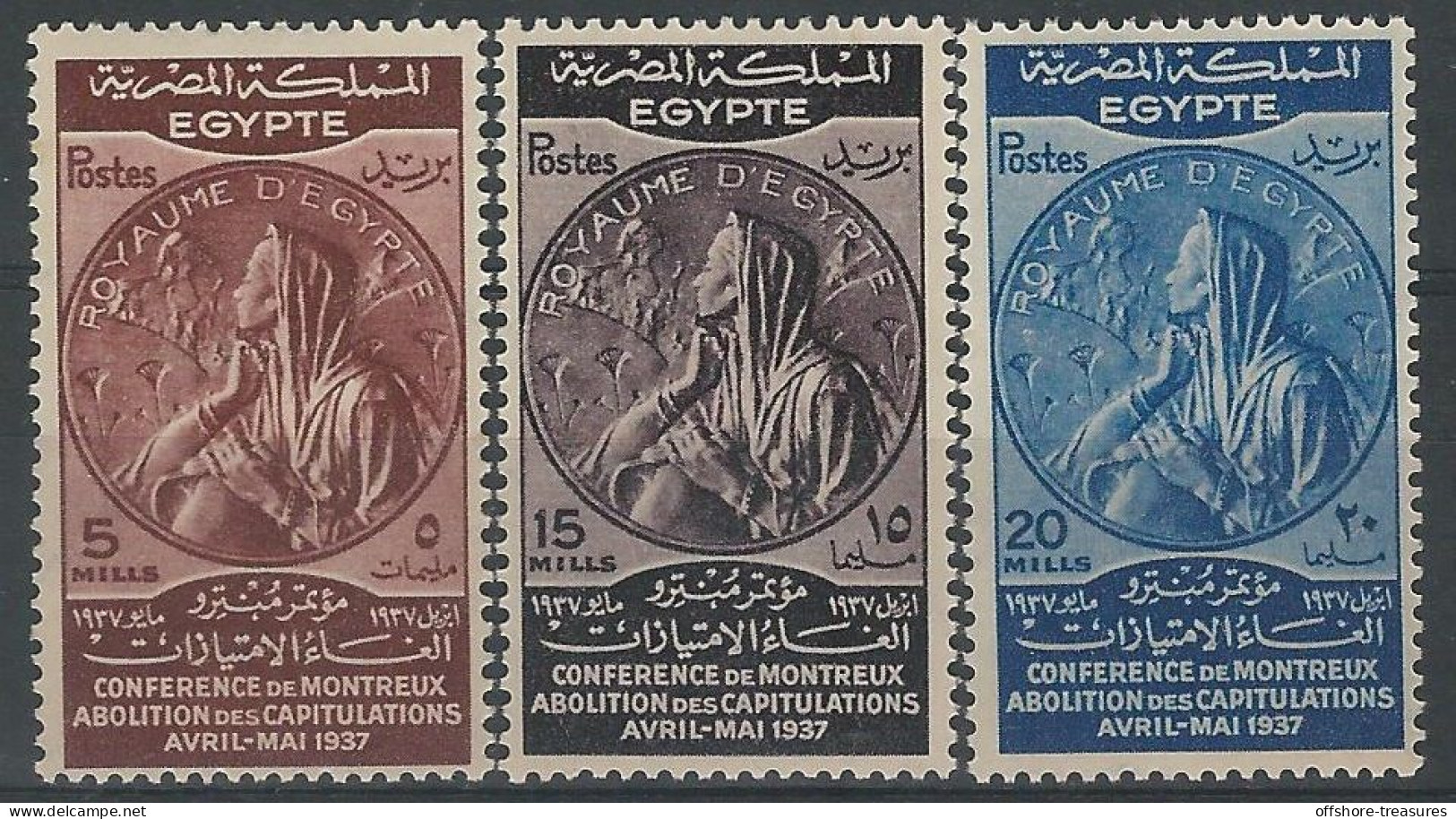 EGYPT 1937 ABOLITION OF CAPITULATIONS MONTREUX CONFERENCE STAMPS FULL SET SG 259-261 - EGYPTE STAMP - Ungebraucht