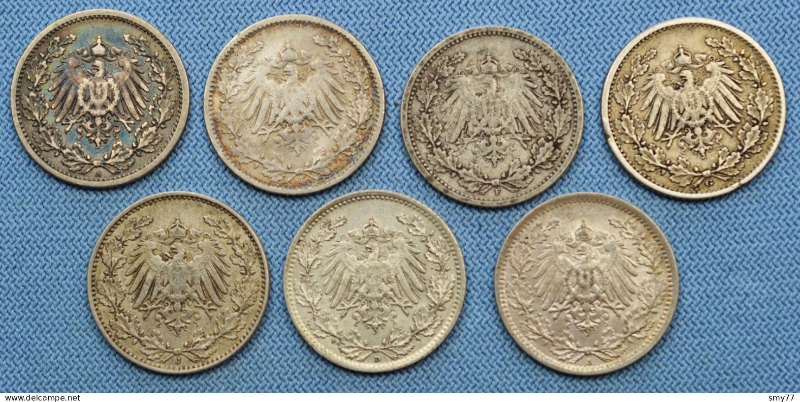 Germany / Deutschland • Lot  7x • 1/2 Mark •  1905 AJ – 1906 FG – 1914 J – 1915 D – 1917 A • Allemagne • [24-616] - 1/2 Mark