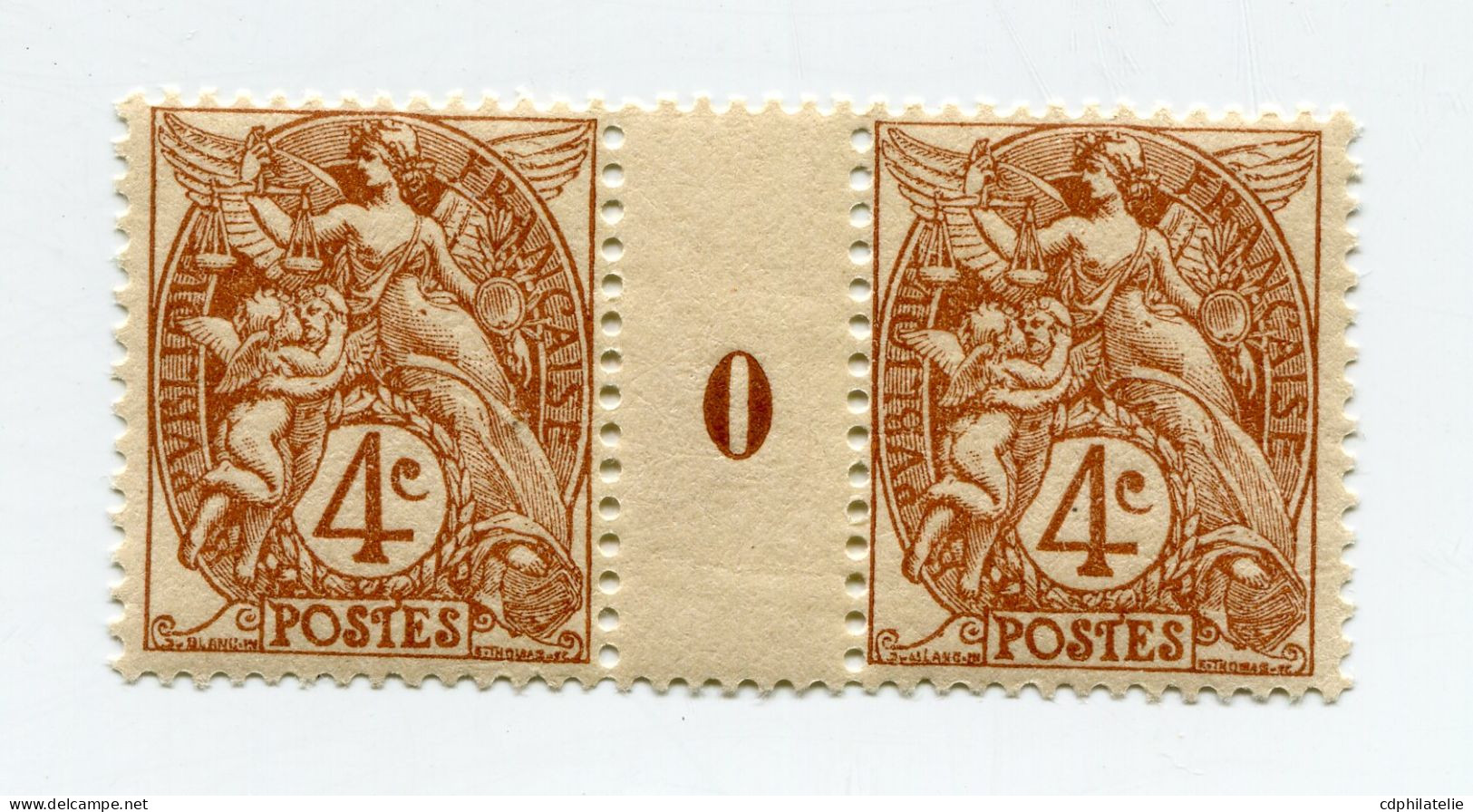 FRANCE N°110 ** TYPE BLANC EN PAIRE AVEC MILLESIME 0 ( 1900 ) - Millesimes