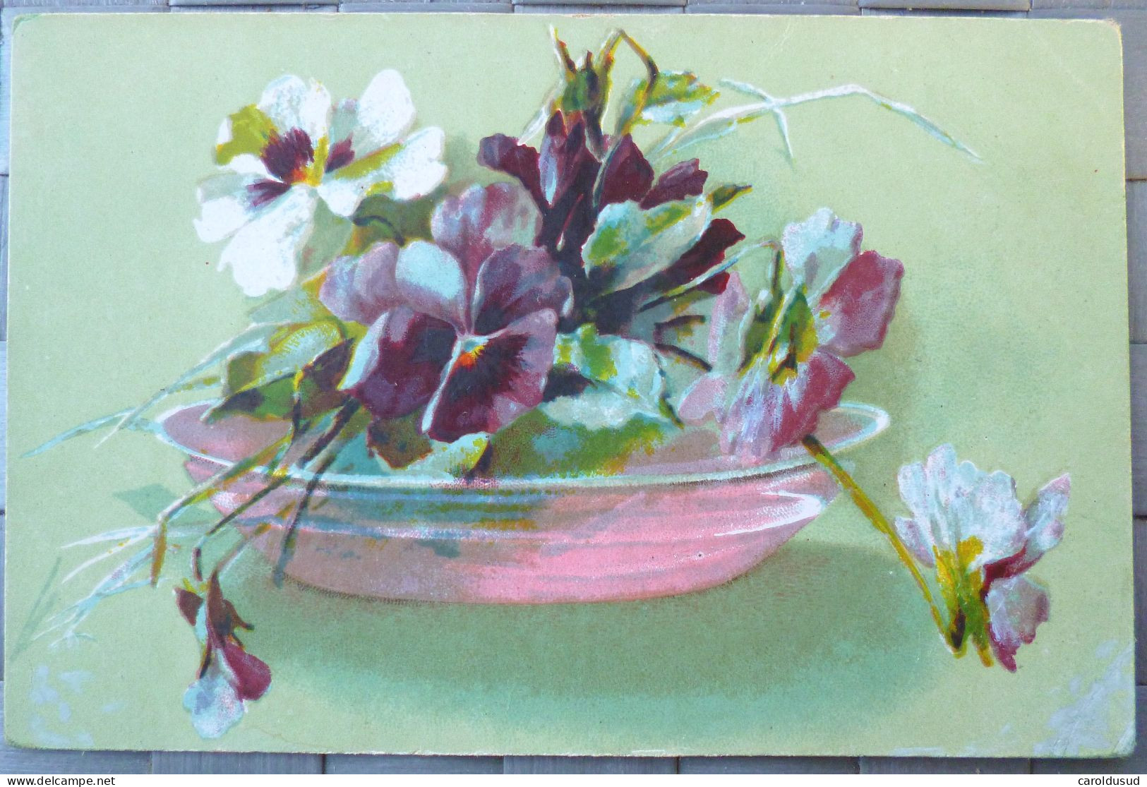 CPA Lot 8 X Litho Illustrateur FLEURS FLEUR THEME PENSEE PENSEES VOEUX LANGAGE PAILLETTES - Sammlungen & Sammellose