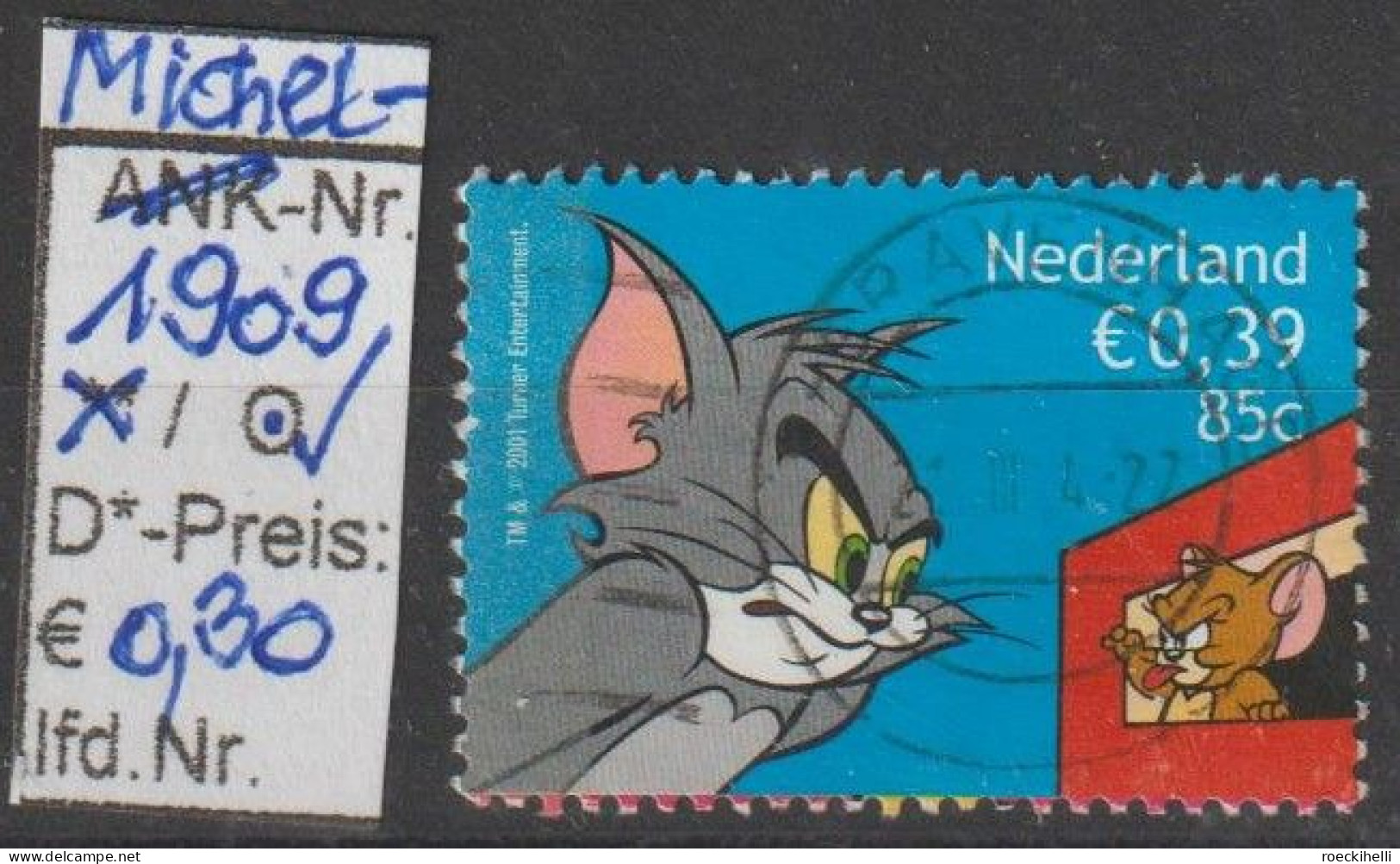 2001 - NIEDERLANDE - FM/DM A. MH "Comic-Tom U. Jerry" 85 C / 0,39 € Mehrf. - S. Scan  (1909o Nl) - Gebraucht