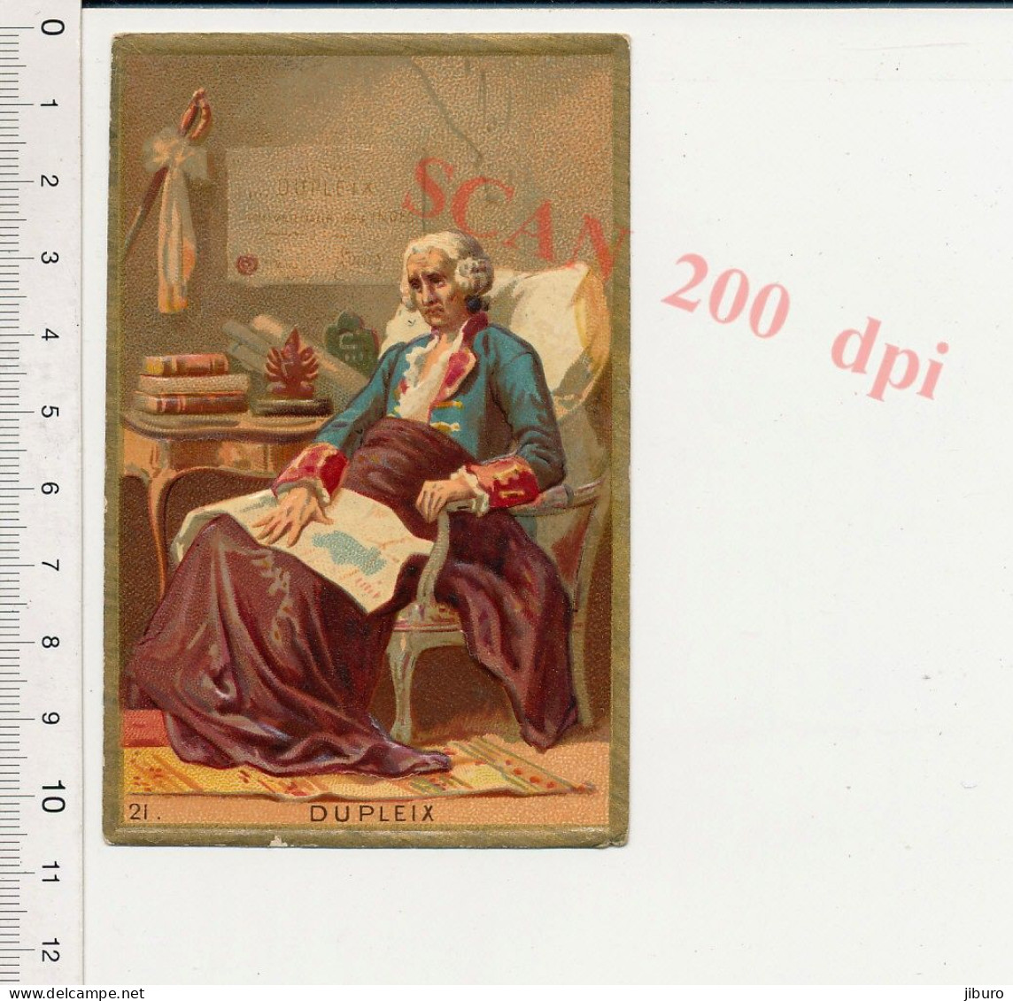 Image Chromo Gaufrée Ancienne Chocolat Poulain Joseph-François Dupleix Portrait Hommes Célèbres N° 21 - Poulain