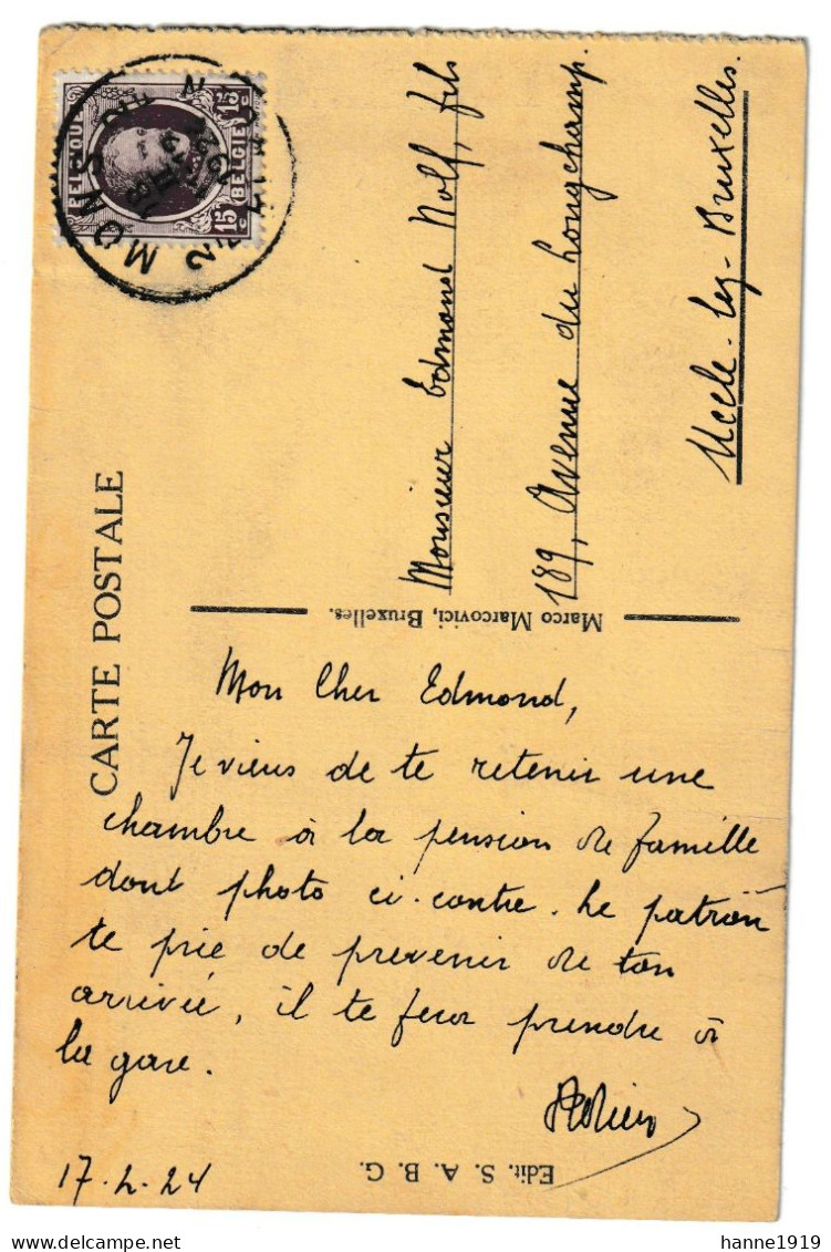 Mons Caserne De Cavalerie Cachet 1924 Mons Armée Belge Htje - Mons