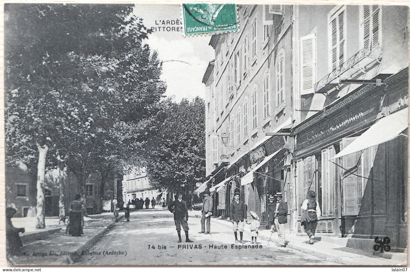 C. P. A. : 07 : PRIVAS : Haute Esplanade, Animé, Timbre En 1908 - Privas