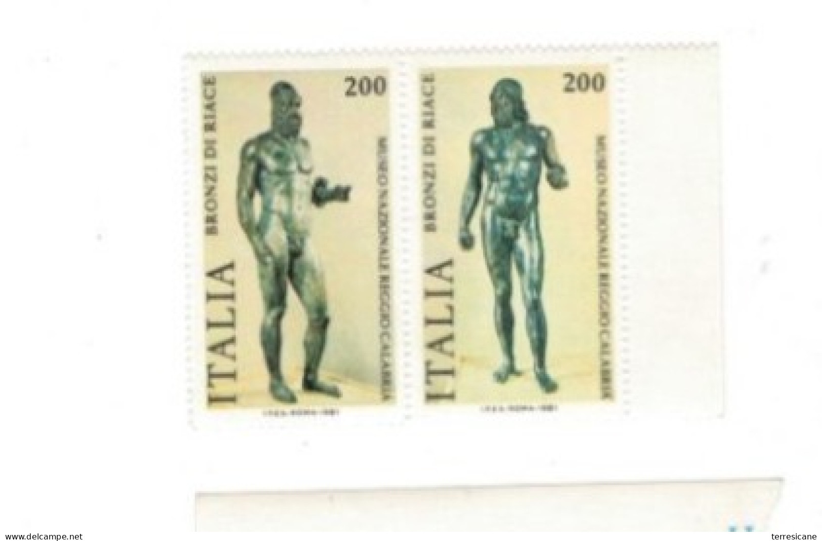 ITALIA REPUBBLICA ITALY REPUBLIC 1981 I BRONZI DI RIACE BLOCCO UNITO IN SERIE COMPLETA MNH - Blocks & Kleinbögen