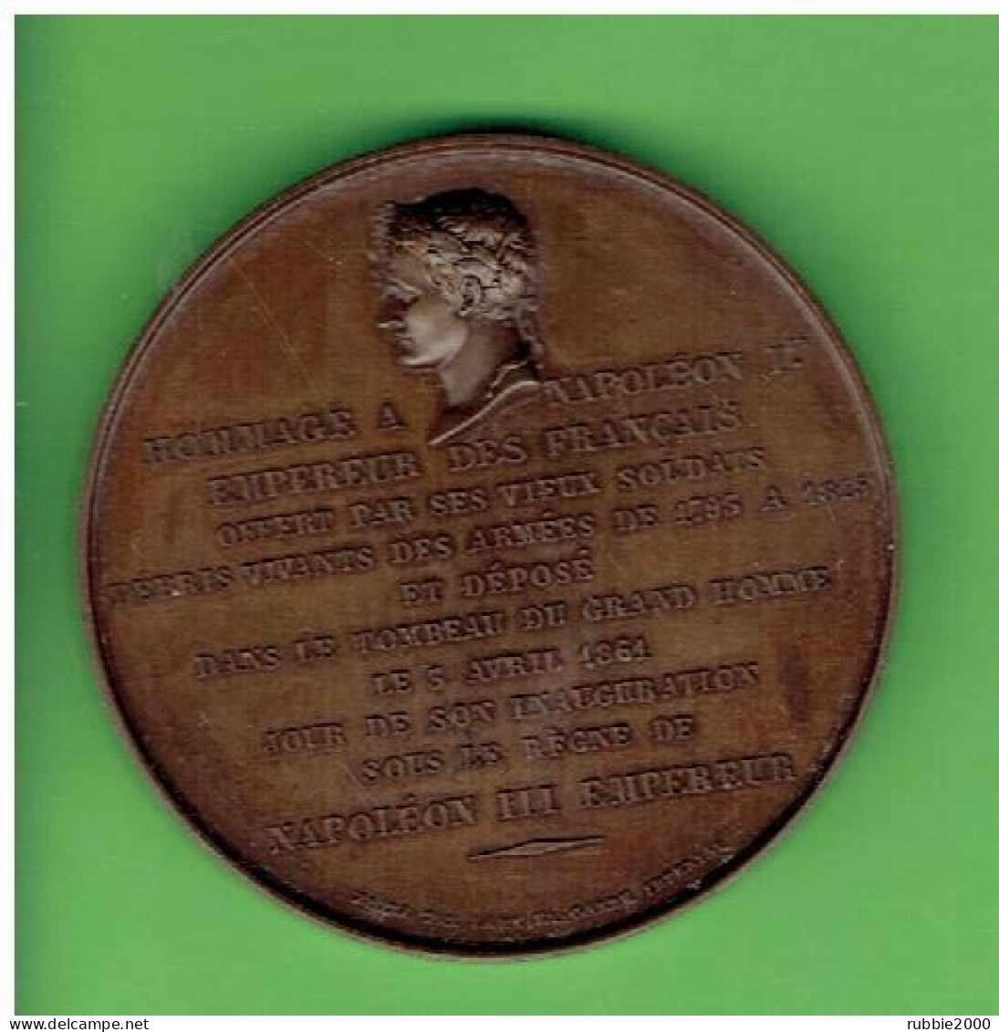 MEDAILLE CUIVRE 1861 INAUGURATION TOMBEAU DE L EMPEREUR DES FRANCAIS NAPOLEON Ier GRAVEUR ANTOINE BOVY EMPIRE GROGNARD - Royaux / De Noblesse