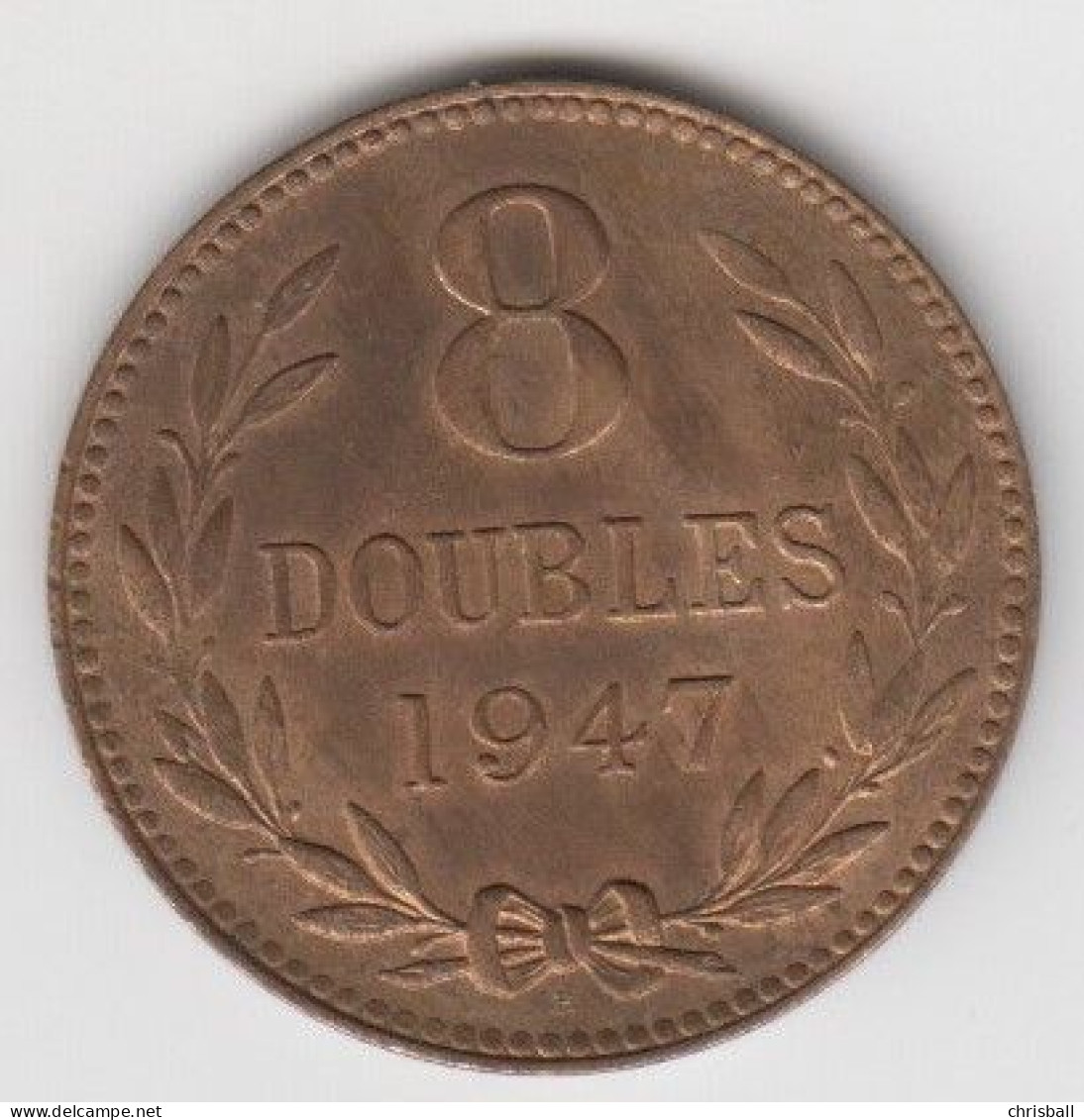 Guernsey Coin 8doubles 1947 Condition Aunc - Guernsey