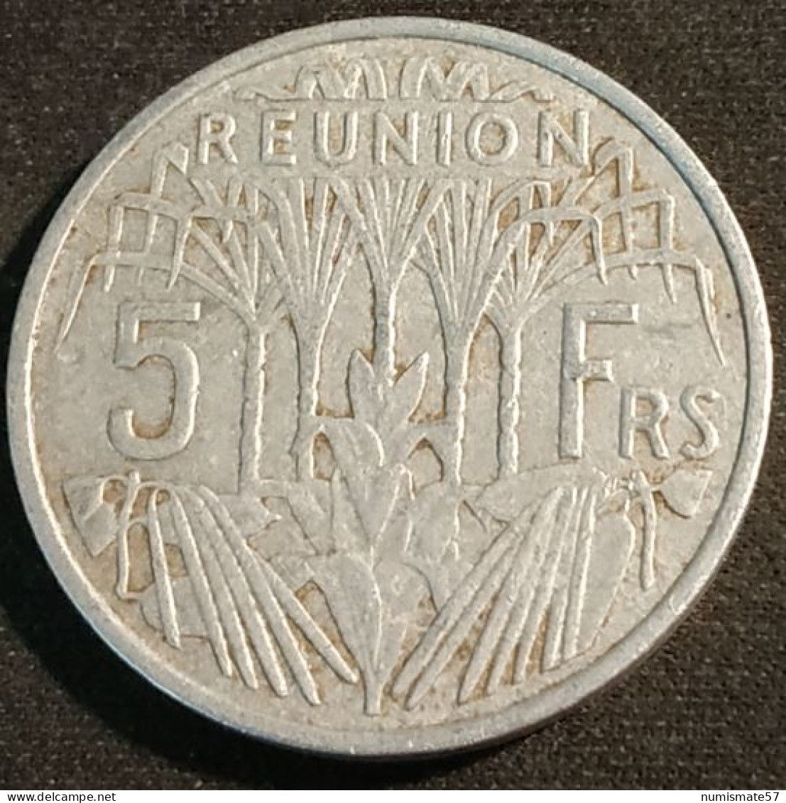 LA REUNION - 5 FRANCS 1955 - REPUBLIQUE FRANÇAISE - KM 9 - Réunion