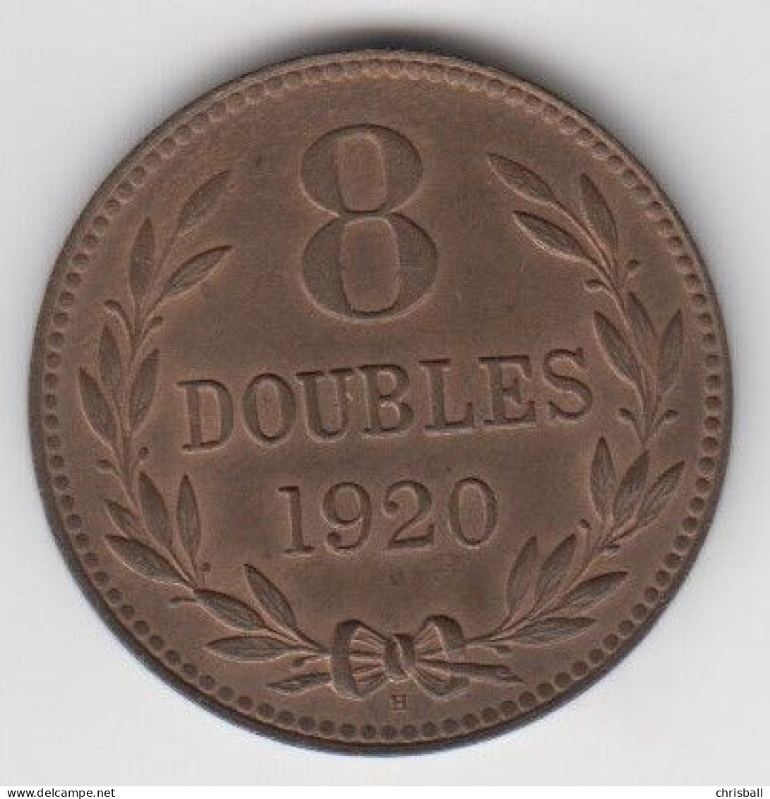 Guernsey Coin 8doubles 1920 Condition Extra Fine - Guernsey