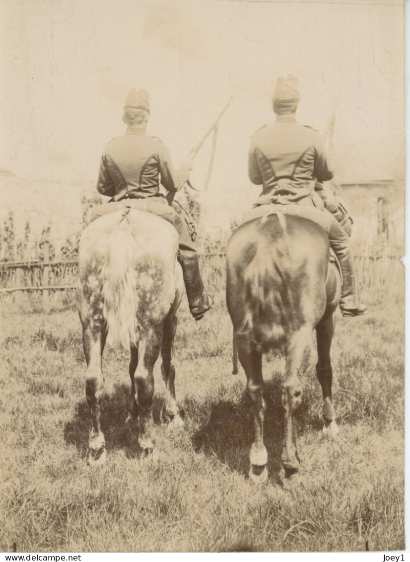 Photo 2 Soldats De Dos Avec Fusils, Albuminée Format 15/10 - Oud (voor 1900)