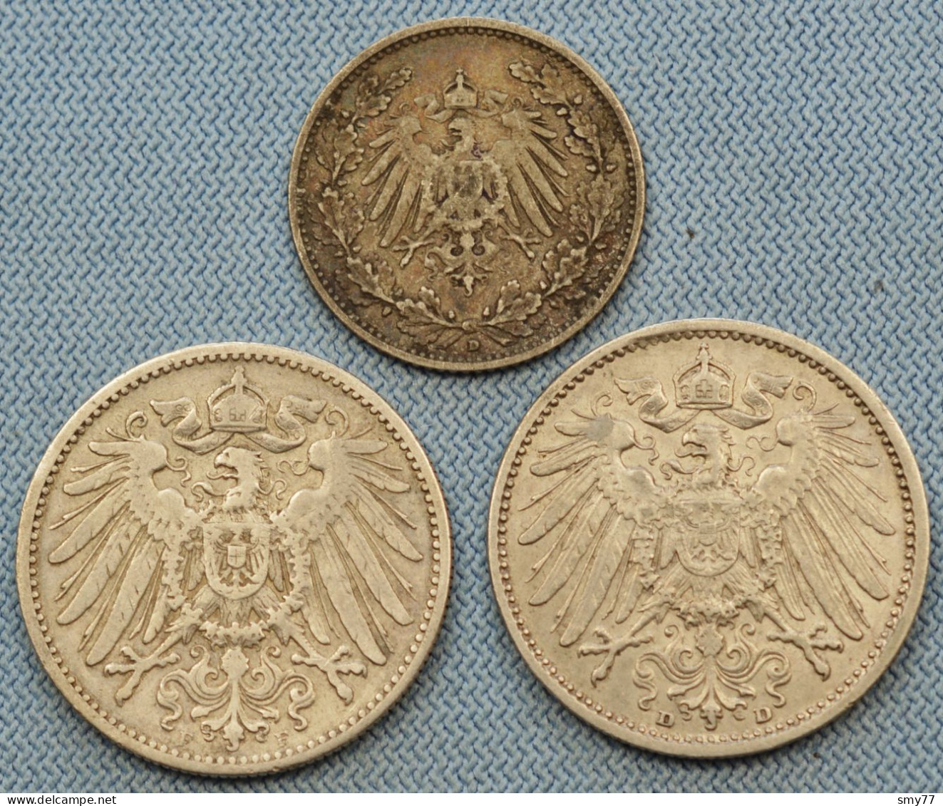 Germany / Deutschland • Lot  3x • 1 Mark 1893 F – 1910 D • 1/2 Mark 1906 D • Allemagne • [24-619] - Verzamelingen