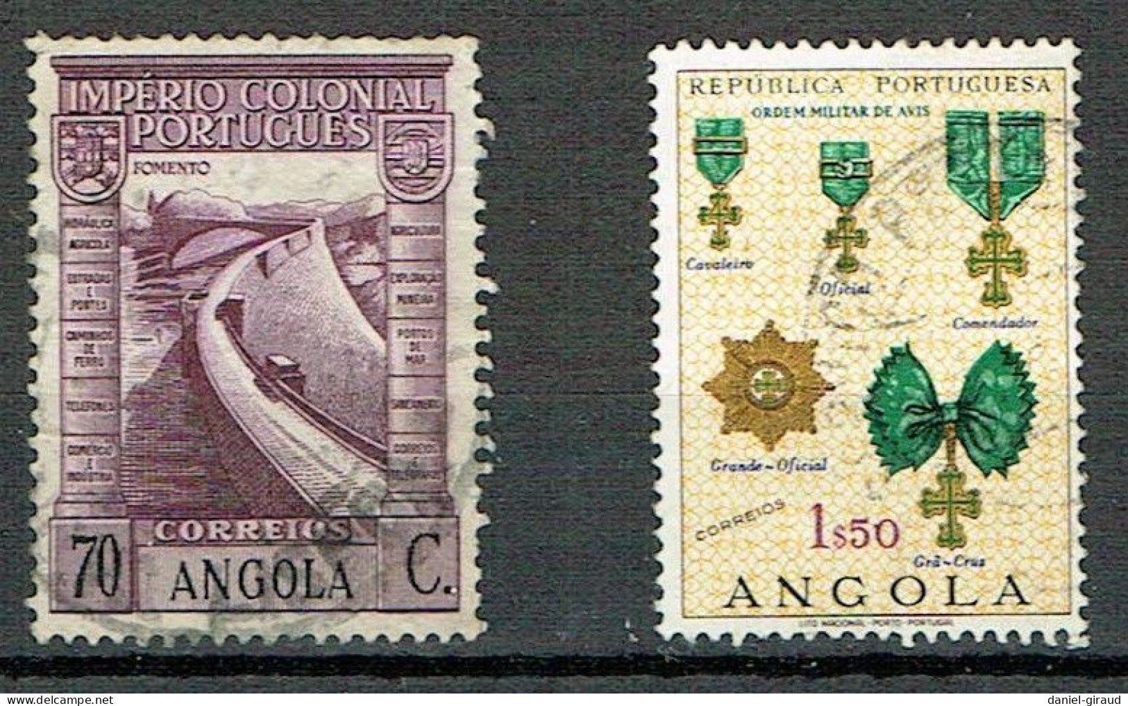 Lot De 2 Timbres ANGOLA 1938 -1967 Oblit. N°YT 273 Et 543 - Angola